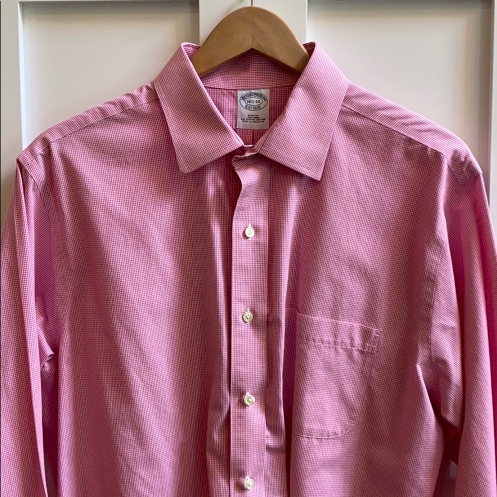 Large Brooks Brothers Pink Gingham Dress Shirt